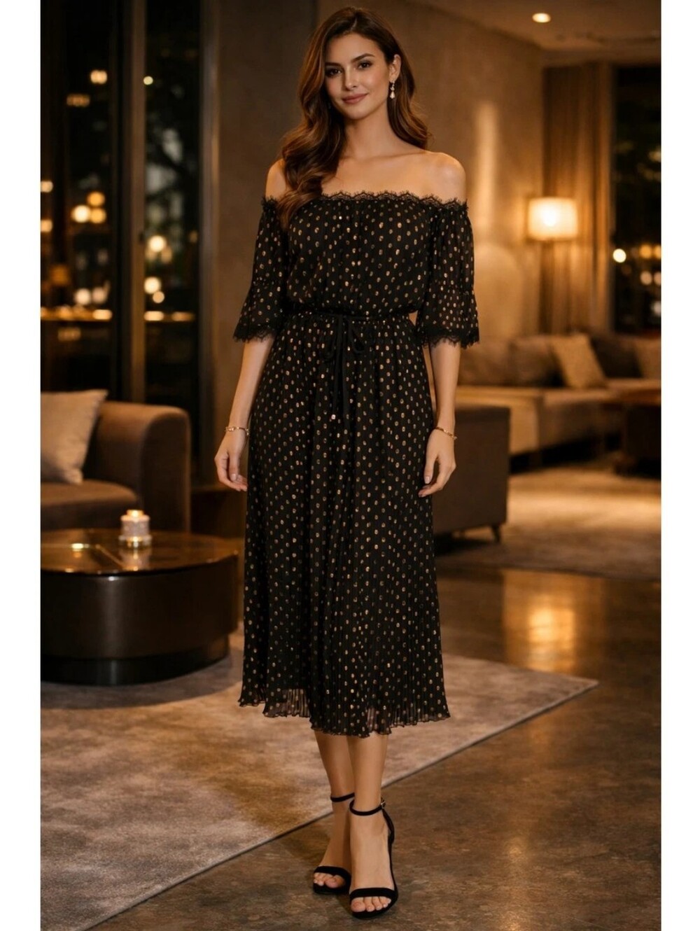 The Kooples Polka Dot Print Long Dress
